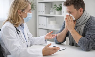 Врач-инфекционист консультирует пациента с симптомами гриппа