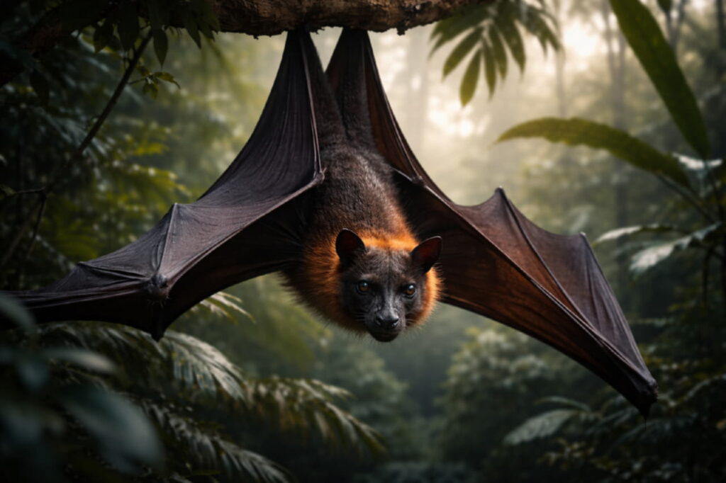 Летучая лисица (крылан) в естественной среде обитания