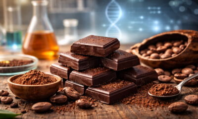 Тёмный шоколад и какао-бобы
