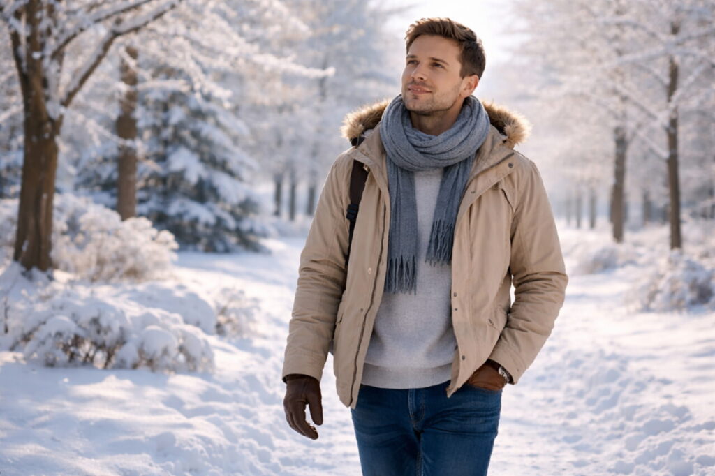 Зимняя городская прогулка в морозную погоду