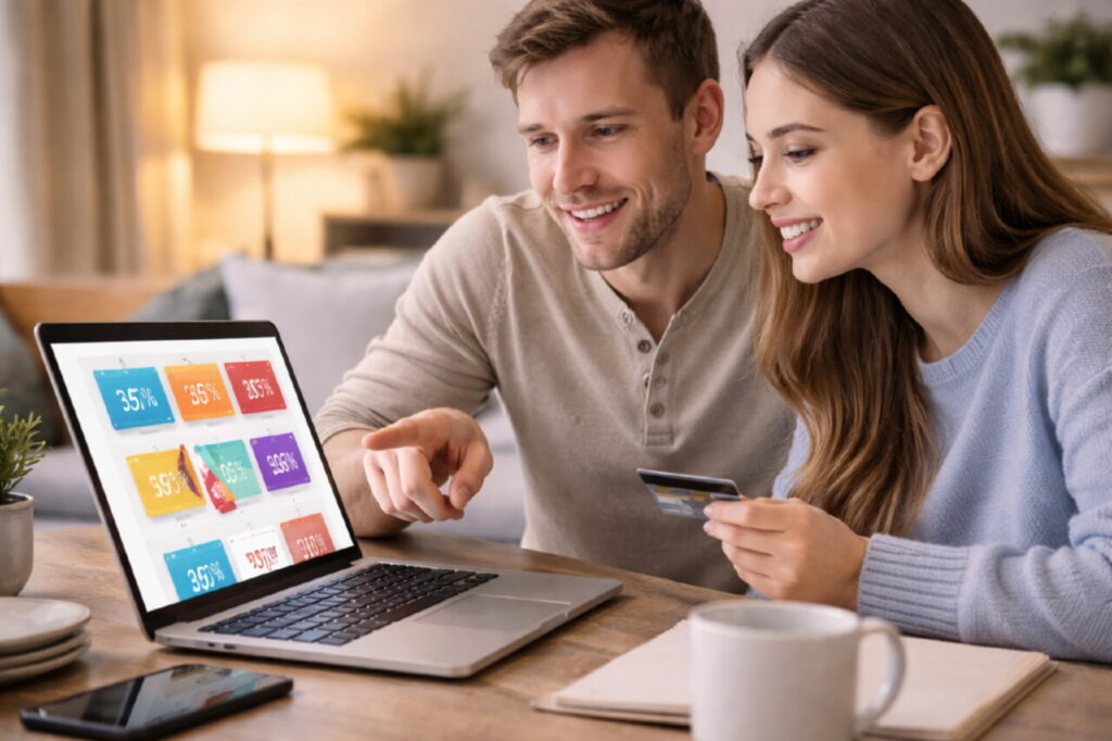 Покупки в интернет-магазине на ноутбуке