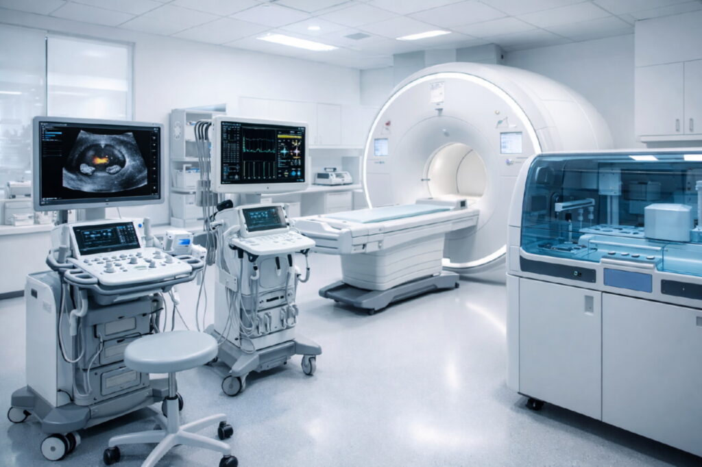 Современный медицинский кабинет с различными видами оборудования