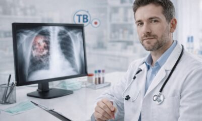 Врач-инфекционист в медицинском кабинете