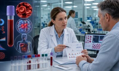 Врач-гематолог консультирует пациента и изучает результаты анализа крови Дефицит железа