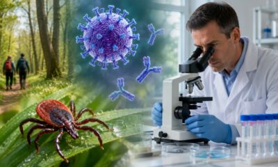 Врач-инфекционист изучает клеща через лабораторное оборудование